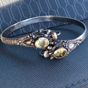 Antique 925 Sterling Silver Citrine Snake Bracelet